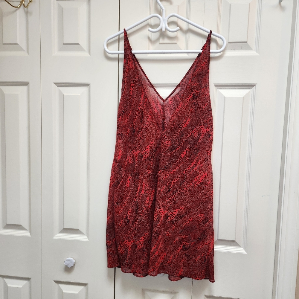 [M] Victoria's Secret Strappy Semi-sheer Red Negligee Low-cut Slip Dress Sz …